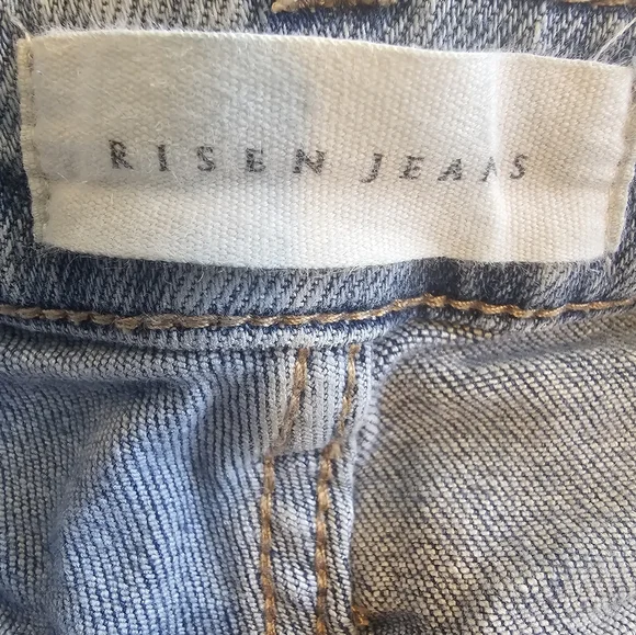 Risen Distressed Straight Leg Jeans Raw Hem High Rise Size 3 - Picture 4 of 5